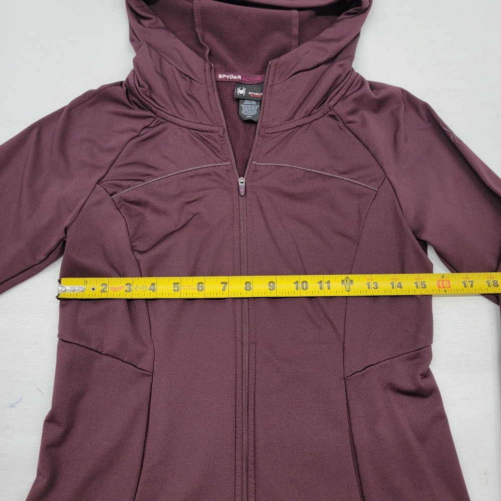 SPYDER JACKET WOMENS SZ‎ S MAROON WORKOUT RUNNING JACKET LONG SLEEVE FITTED EUC - Picture 8 of 9